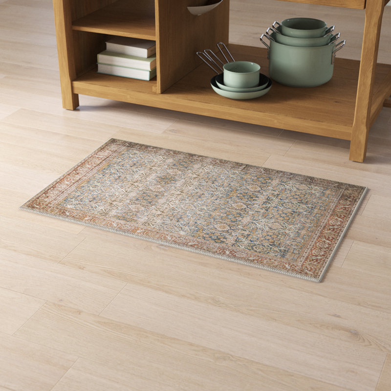 Pratt Oriental Area Rug in Ocean/Rust, Rectangle 7'6" x 9'6"