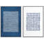 Bleu marine, blanc, collage géométrique à pois, images murales de forme abstraite, art moderne, bureau nordique - ensemble de 2 reproductions sur toile flottante-98554033-98554034