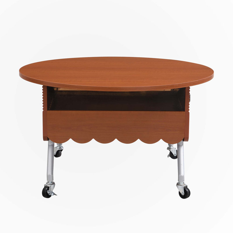 27.6" Round Lift-Top Coffee Table with Wheels