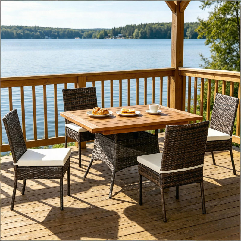 Outdoor Kitchen Chairs,Rattan Outdoor Dining Chairs,Garden Chairs(4Pcs Chairs)