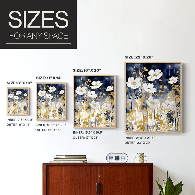 Reproduction encadrée FLORAL Series CCDCLXXVI - bois massif, H 11 po x l 9 po