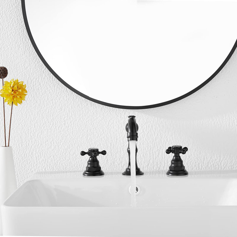 2-handle Bathroom Faucet with Drain Assembly, Matte Black