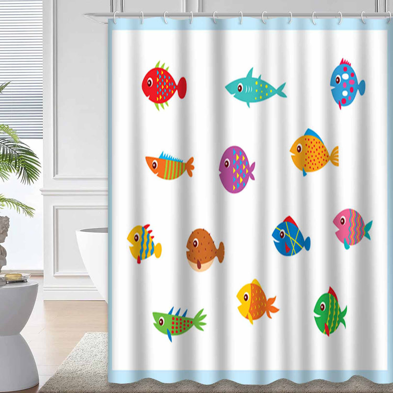 Rideau de douche mignon avec 12 crochets, L 72 po x l 84 po
