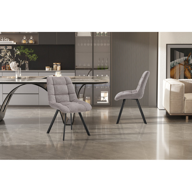 Ephemerine 49cm H Upholstered Metal Side Chair, Light Grey