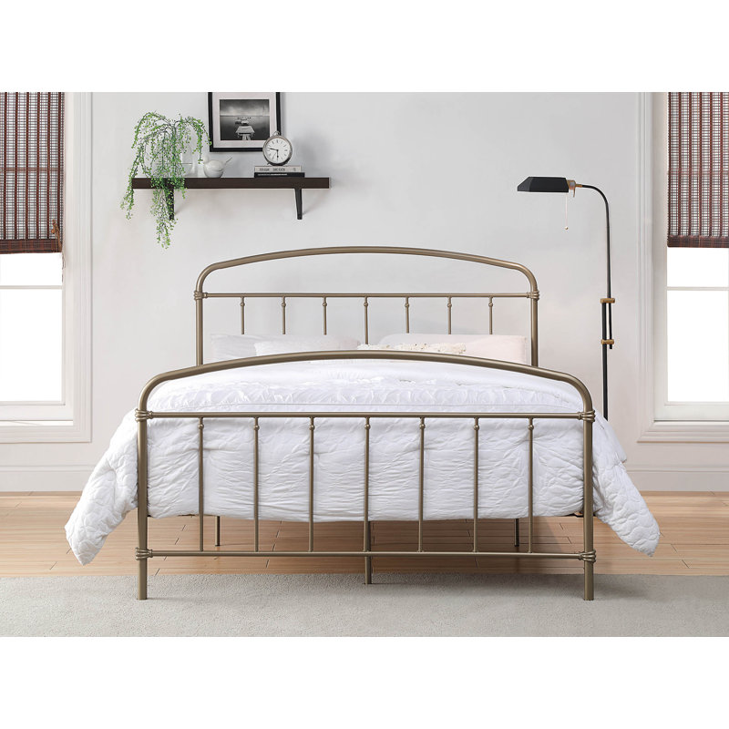Bernel Metal Slat Bed, Queen, Gold