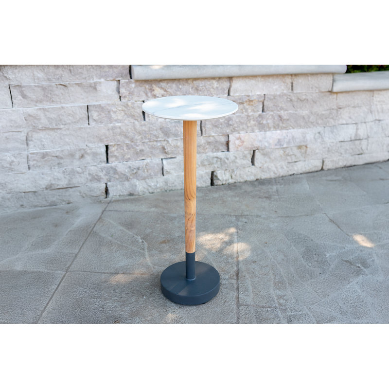 Table basse en teck et marbre, Blanc