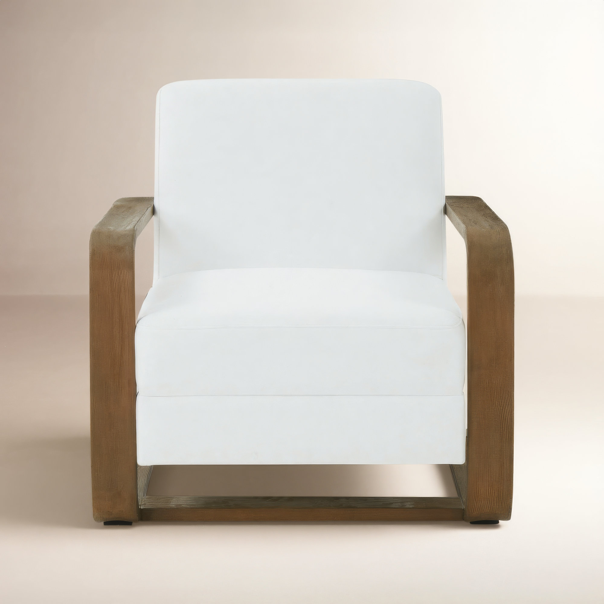 Moni Wood Frame Accent Chair, White Velvet