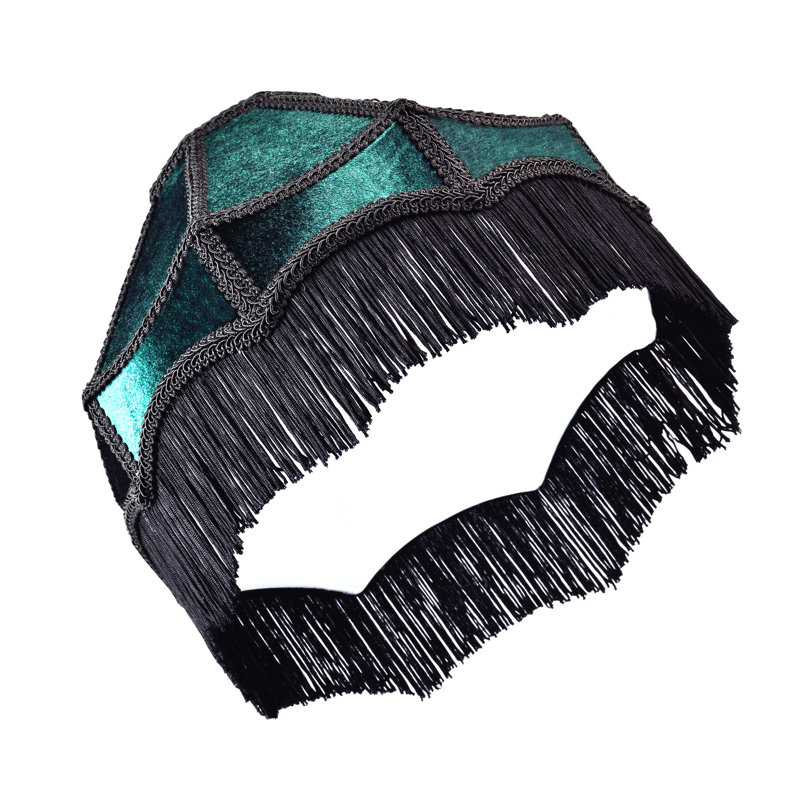 19cm H Velvet Empire Lamp Shade ( No Direct Attachment Method ), Dark Emerald