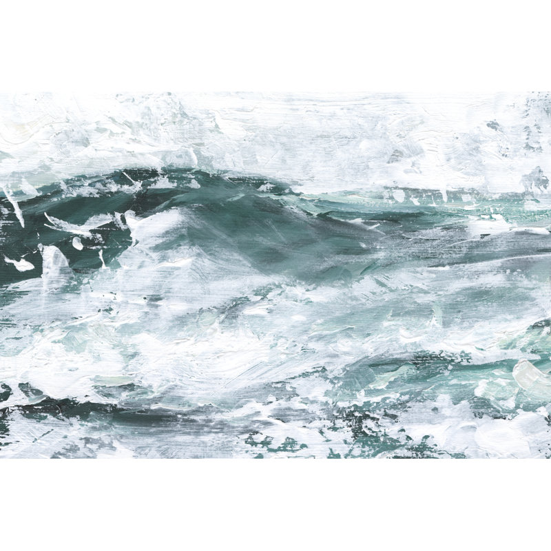 Misty Waves I by Ethan Harper - Painting on Canvas, 30cm H x 46cm W, Black Floater Framed