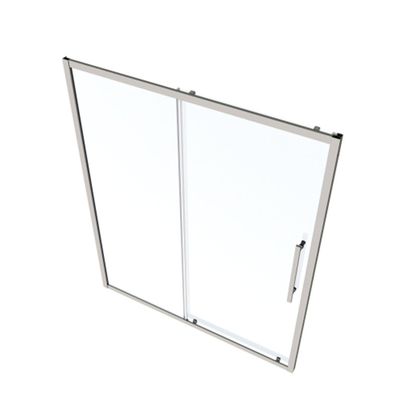 Large porte de douche coulissante avec verre trempé, Argent