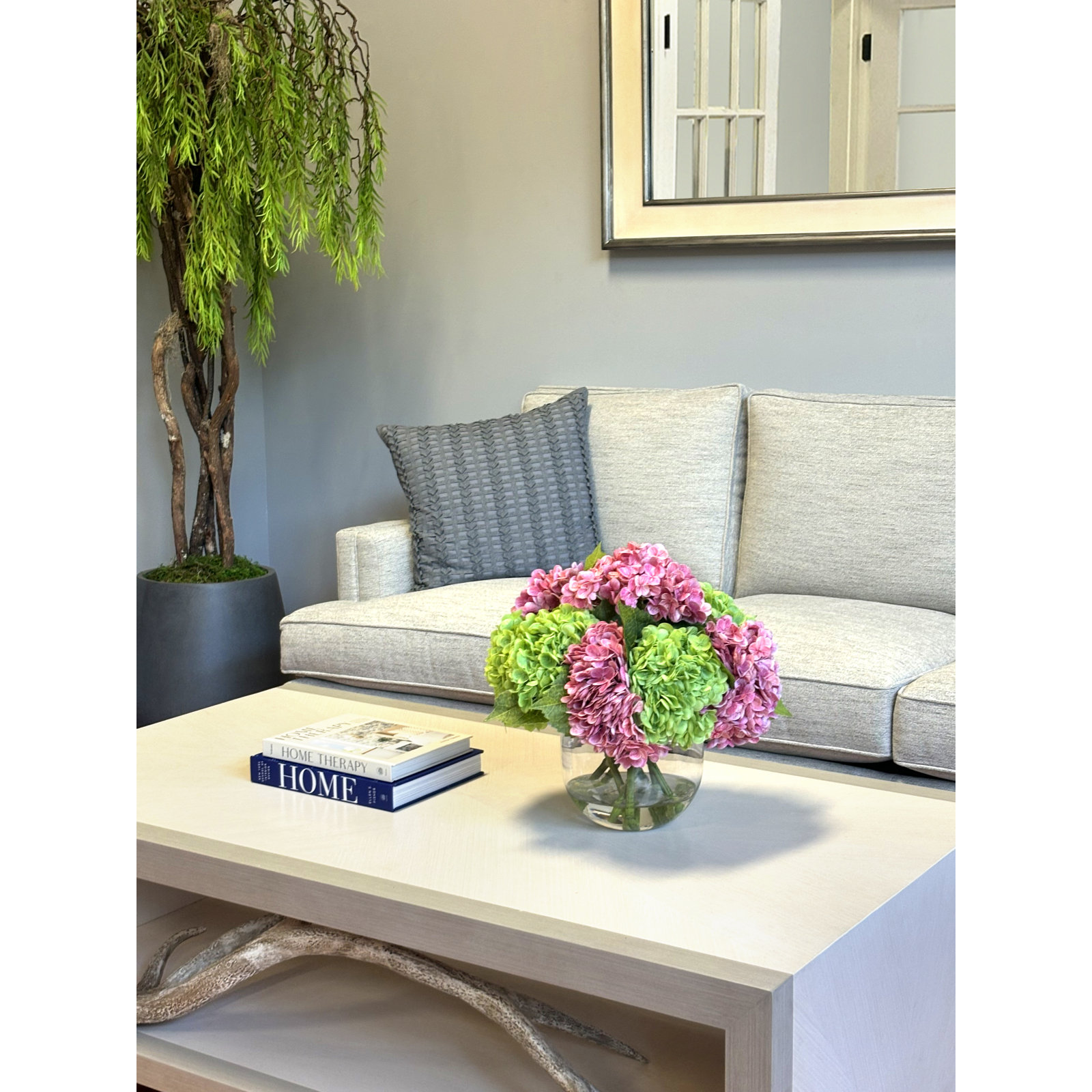 Lucretia Hydrangea Floral Arrangement, Pink/Green