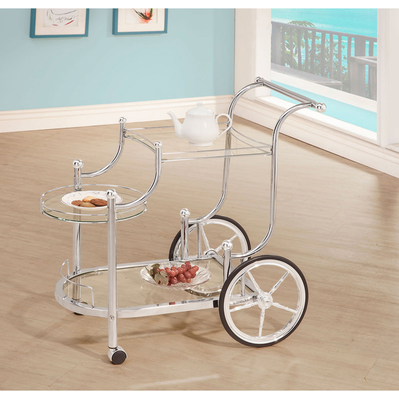 Chariot de service à 3 niveaux avec roulettes Reia Chrome
