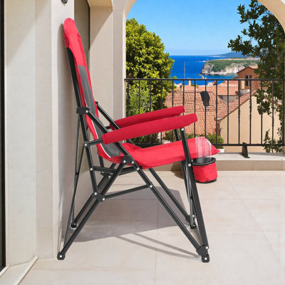 High Back Camping Chair Heavy Duty 250LBS - Oversized Portable Folding Chair with Cup Holder, Perfect for Camping, Tailgating, Beach
