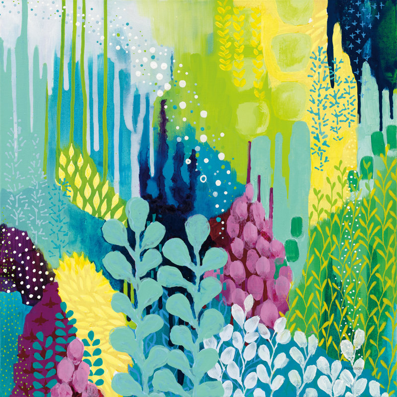 «Jewel Forest II» par Kathy Ferguson - peinture sur toile tendue, H 20 po x l 20 po, Toile tendue, Non