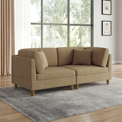 Seemab 80.4" W Upholstered Corduroy Standard Loveseat with Solid Wood Legs