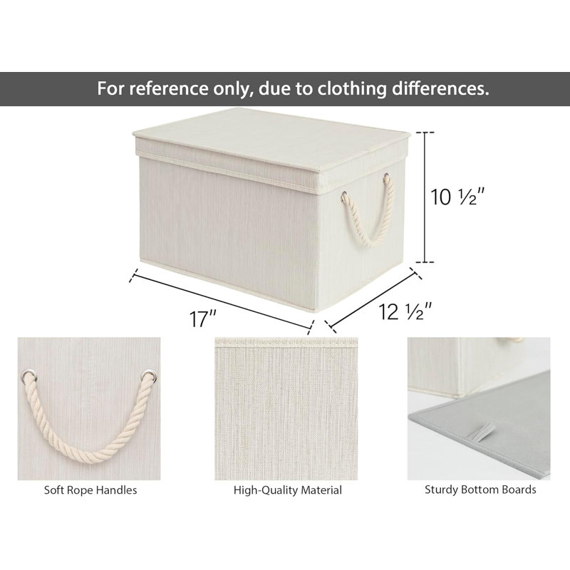 Storage Bins with Lids, Decorative Storage Boxes with Lid and Soft Rope Handles.3-Pack