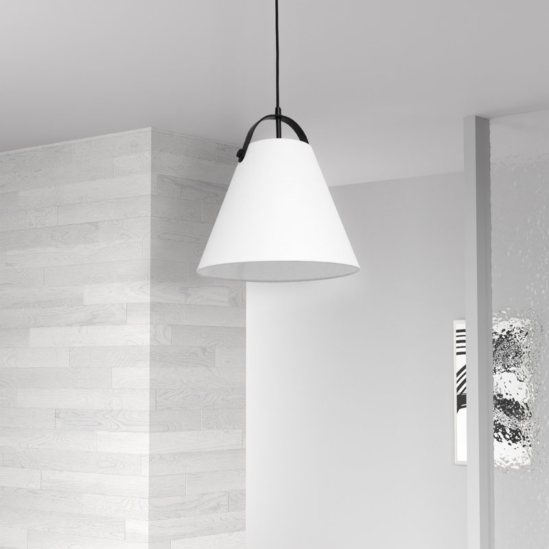 Luminaire suspendu conique 1 lumière Dipti, Noir mat, Blanc mat