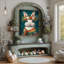 Art mural sur toile P&L Art - lapin blanc élégant de 16 po x 20 po (couronne florale et fond bleu sarcelle)-727662217
