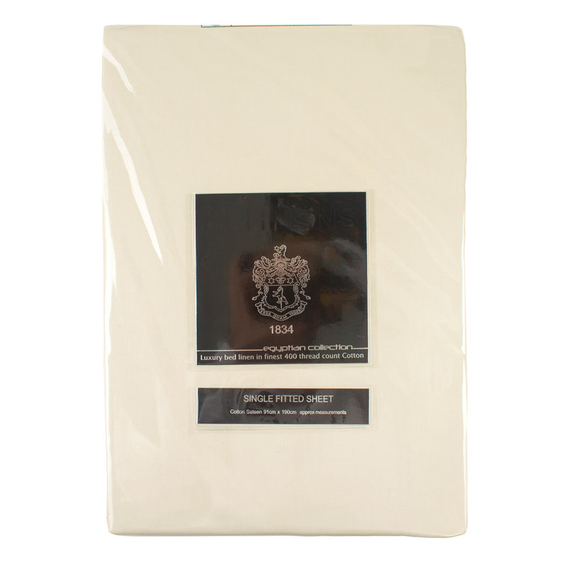 100% Cotton Plain Weave / Muslin Fitted Sheet, Ivory, Single (3')