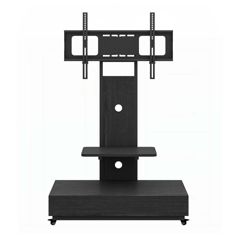 Versatile TV Stand with Push - Pull Drawer for Multiple Spaces, Mobile Cart for Various TV Sizes, Featuring Lockable Wheels and Adjustable Shelf