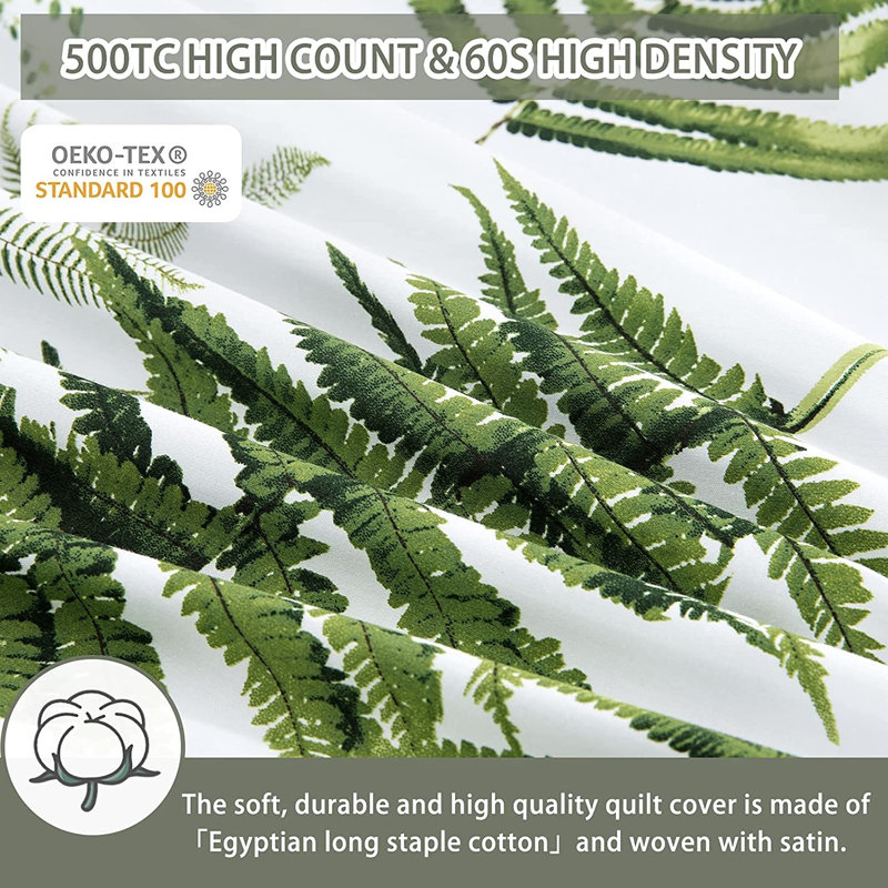 Ordonez Army Green Long-staple Cotton 500 TC 3 Piece Duvet Cover Set, Queen Duvet Cover + 2 Shams