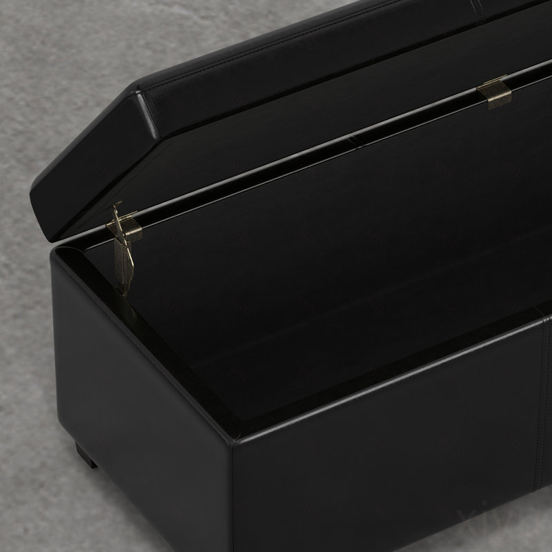 Très grand banc repose-pieds avec rangement, Black