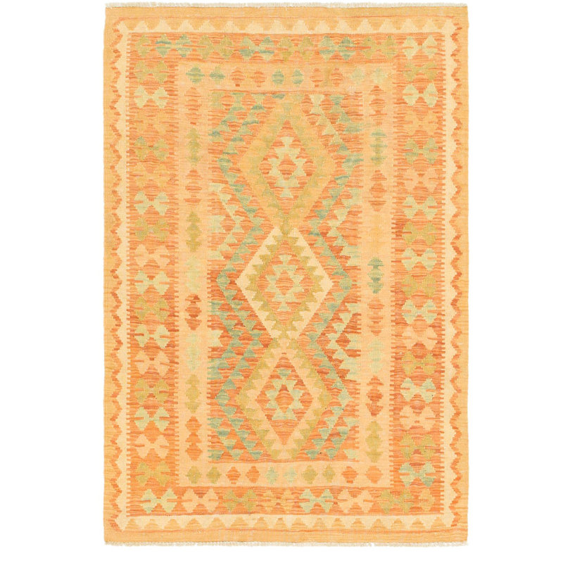 Tapis de zone en laine noué la 3 pi 3 po x 5 pi one-of-kind main Elland
