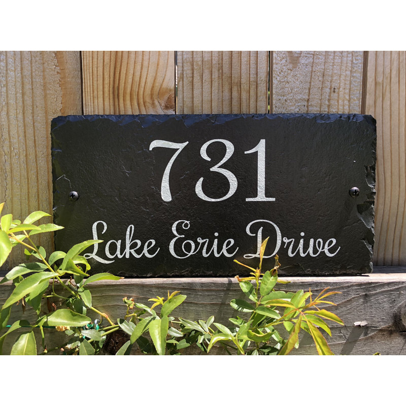 Plaque d'adresse murale pour maison sur 2 lignes, 2 trous pour suspension, H 8 po x l 12 po