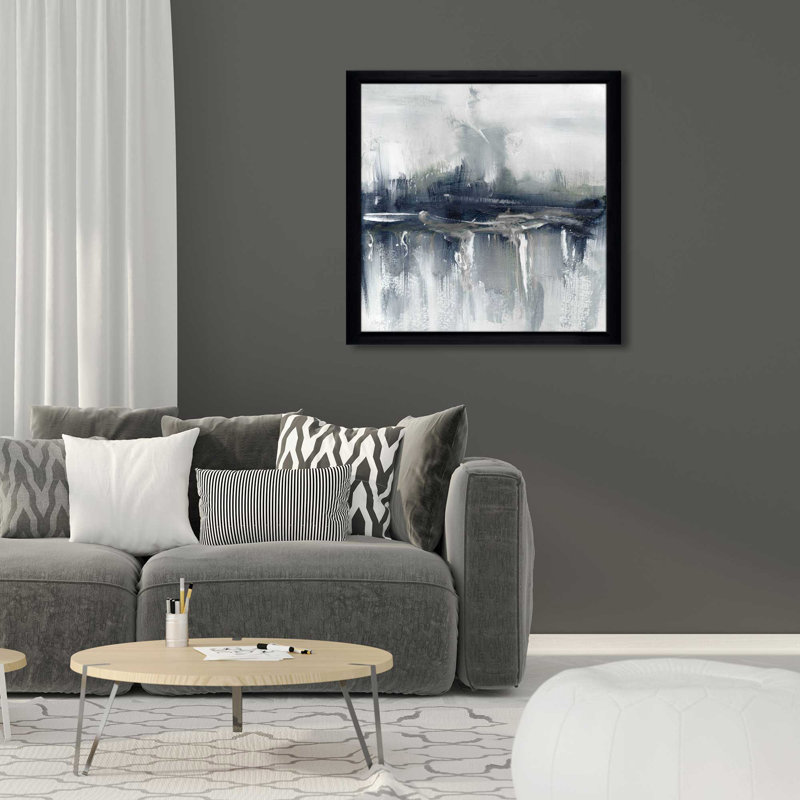 Indyscape II par Stella Chang - Peinture, L 31,5 po x H 31,5 po, Cadre noir
