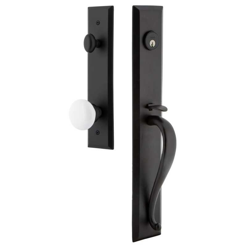 Ensemble de poignées monobloc en fer Ageless avec plaque en A et poignée en porcelaine blanche, 2 3/8"