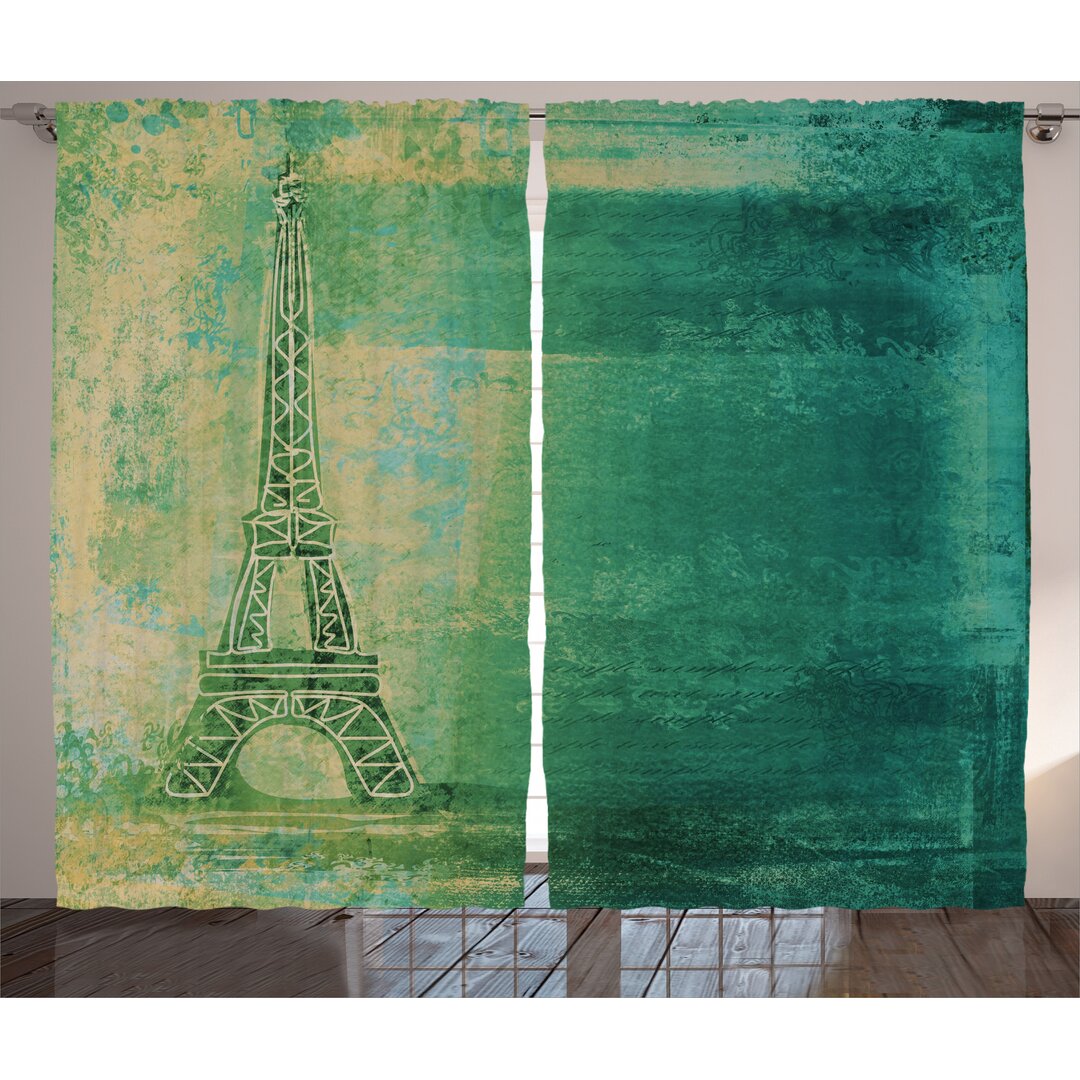 Rustikaler Vorhang, Bunte Ombre Sketch, Paris, Teal Senf