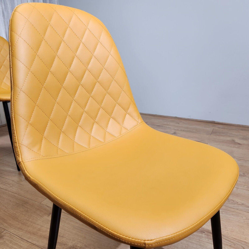 Penarth 44cm H Upholstered Metal Side Chair, Black, Yellow