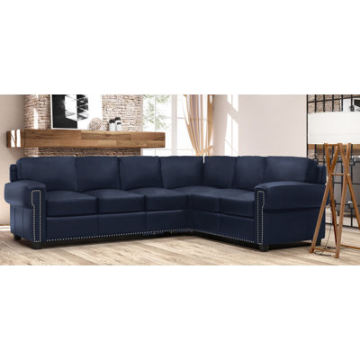 Canapé modulaire en cuir véritable de 119 po de large Fardin