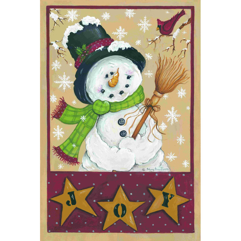 «A Snowman's Joy» par Mary Anne June - reproduction d'art sur toile tendue, H 30 po x l 20 po
