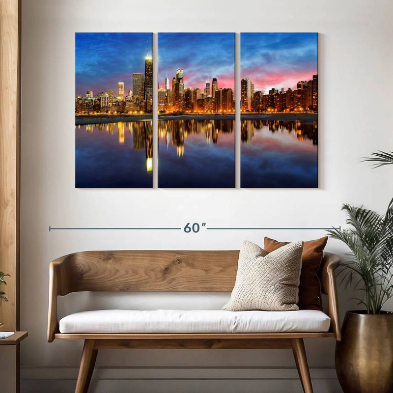 Hannes, lumières de l'horizon de Chicago, H 32 po x l 50 po