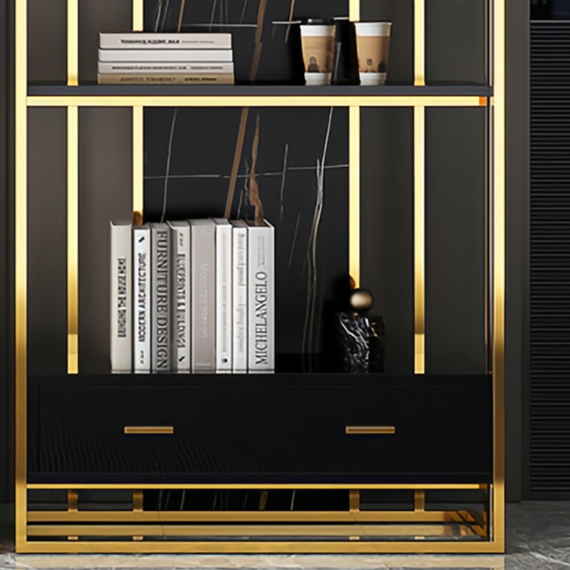 Bibliothèque attrayante et utile, Noir et or, (4 tablettes) H 78,7 po x l 35,4 po x P 11,8 po