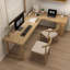 Bureaux en bois massif en L de couleur bois-107209657-107209659