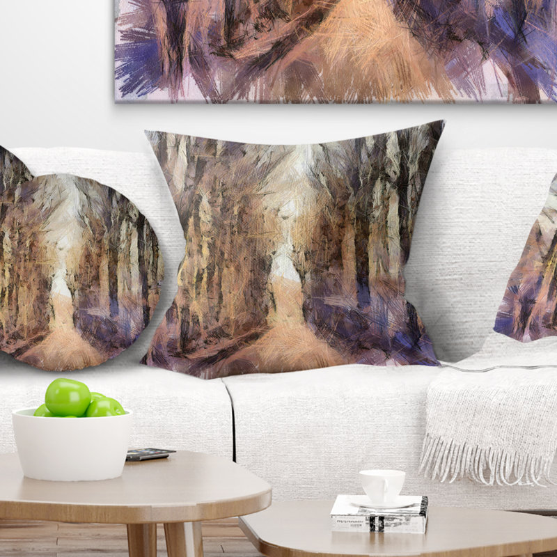 Coussin aquarelle paysage, 18 po x 18 po, Coussin décoratif