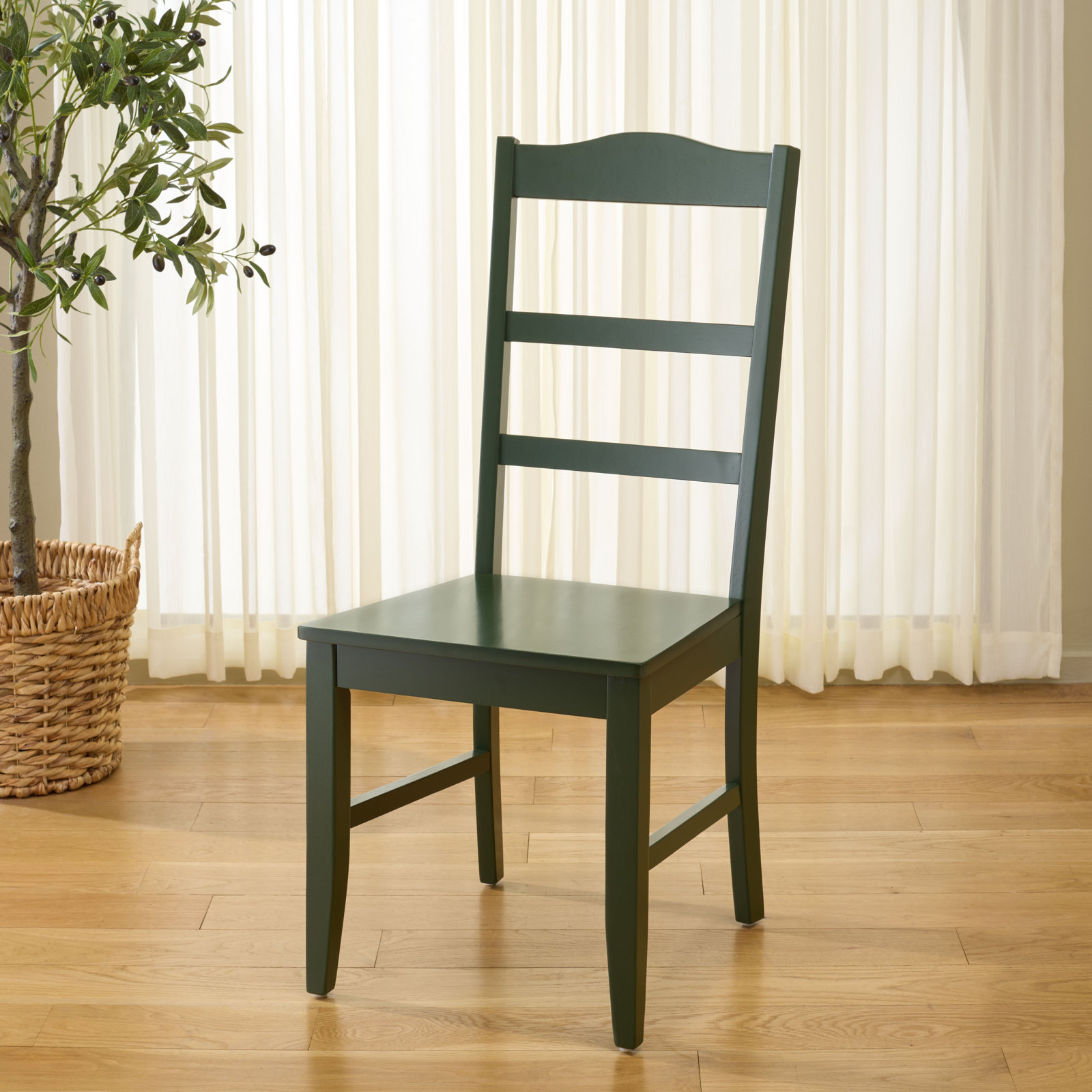Ray Ladder Back Side Chair, Dark Green