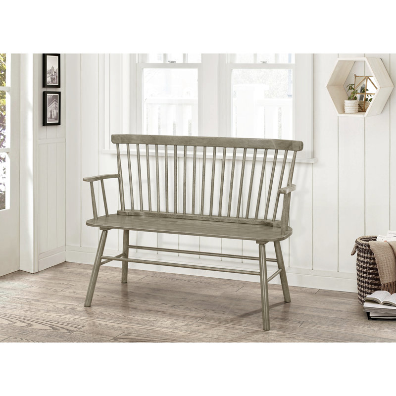 Banc en bois gris avec dossier à broche pour chaise en bois massif Decor