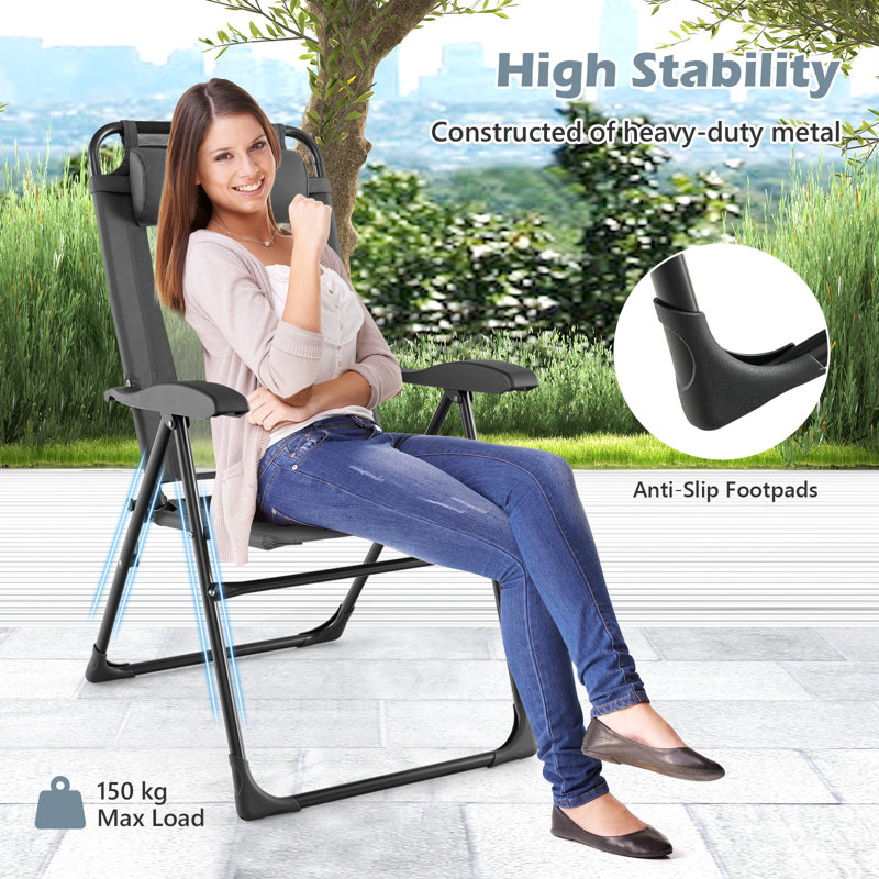 Nylon Patio Folding Chair Folding Chair Set, Grey