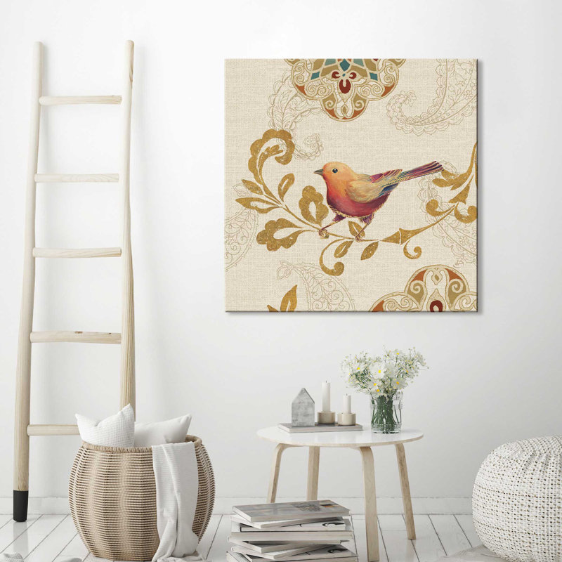 Oiseau arc-en-ciel orange - imprimé, H 18 po x l 18 po x P 1 po, Toile tendue
