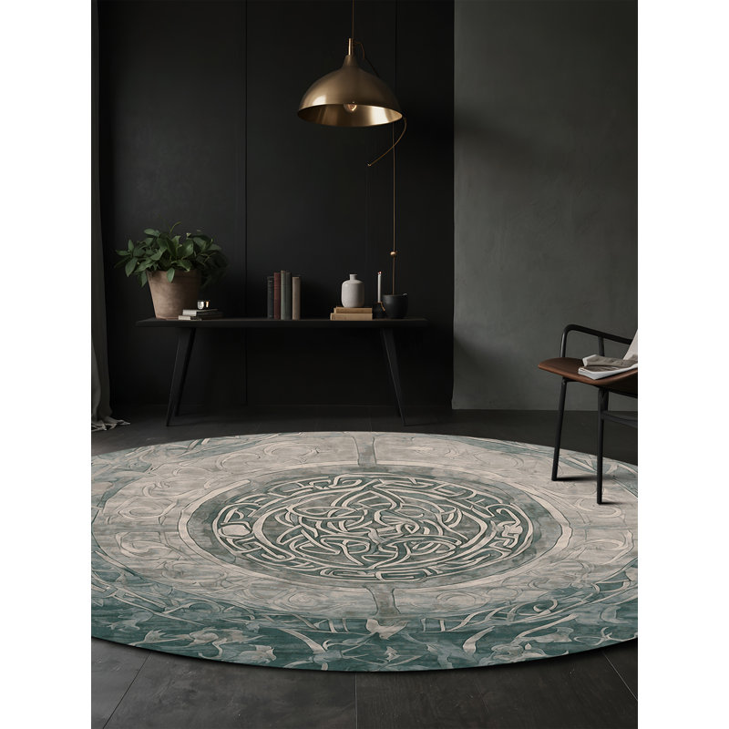 Machine Washable Gray Area Rug, Round 7'