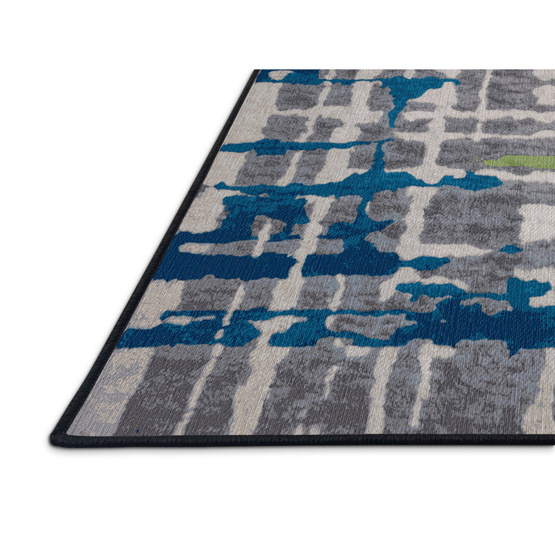 Machine Washable Gray Area Rug, Round 3'