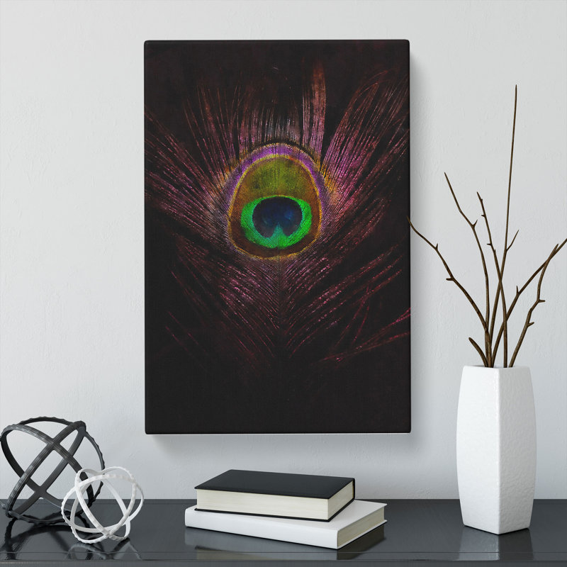 Purple Peacock Feather - Wrapped Canvas, 76cm H x 45cm W x 4cm D