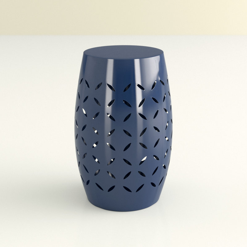 Babeth Iron Side Table 12.25 inches deep x 12.25 inches wide x 17.75 inches high all-metal construction, Dark Blue