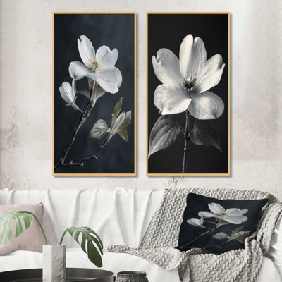 Ensemble de 2 pièces d'art mural cornichon I - cornouiller monochrome blanc et noir
