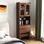 Armoire de bureau à domicile en noyer - Design dépliable avec tablette de rangement et tiroir en options multifonctionnelles