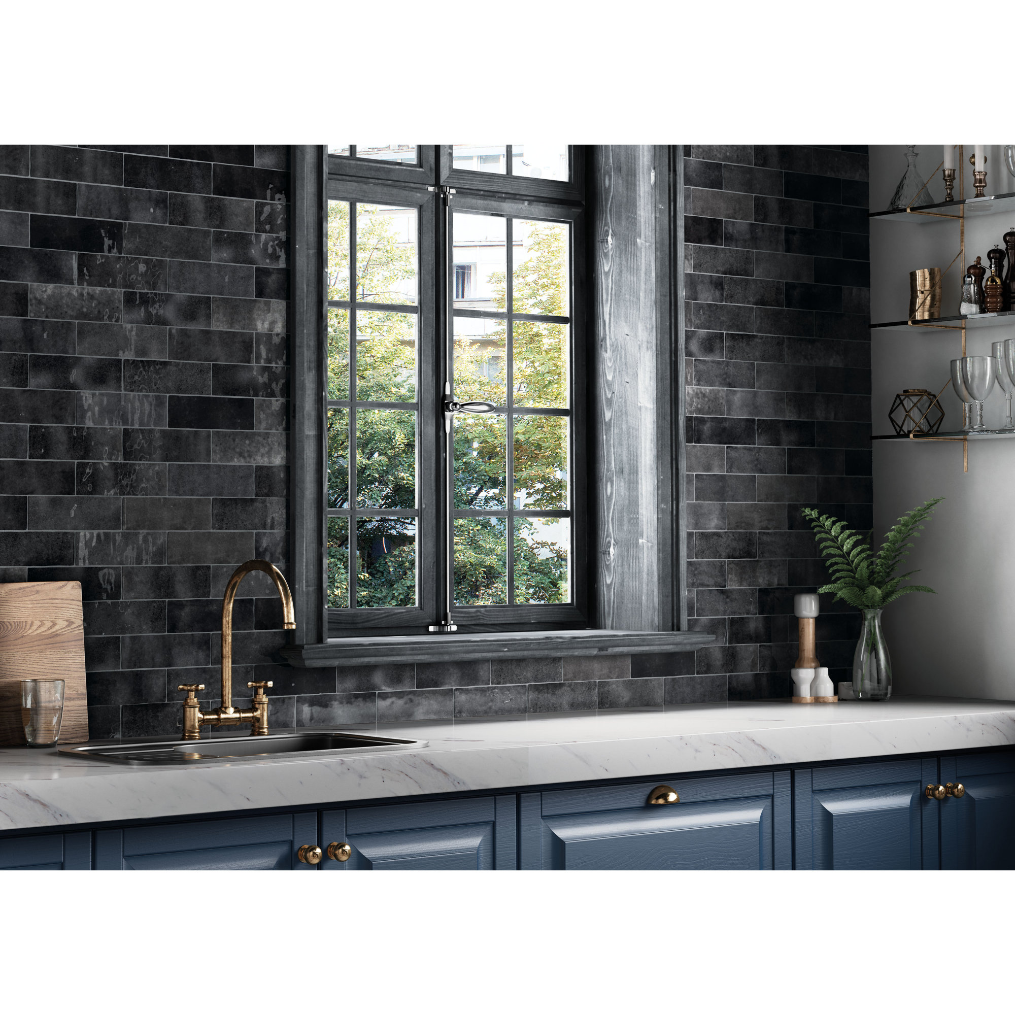 Cloe 2.5" x 8" Ceramic Tile, Black