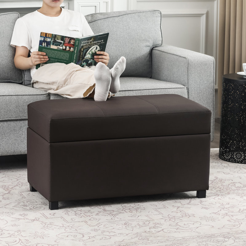 Banc de rangement avec repose-pieds 31 po, Brun foncé